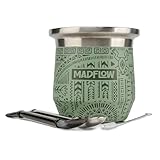 MADFLOW Yerba Mate Cup. Stainless Steel Mate Cup with 2 Bombillas. Double Wall Vacuum Insulated Yerba Mate Gourd. Unique Mate Cup And Bombilla Set