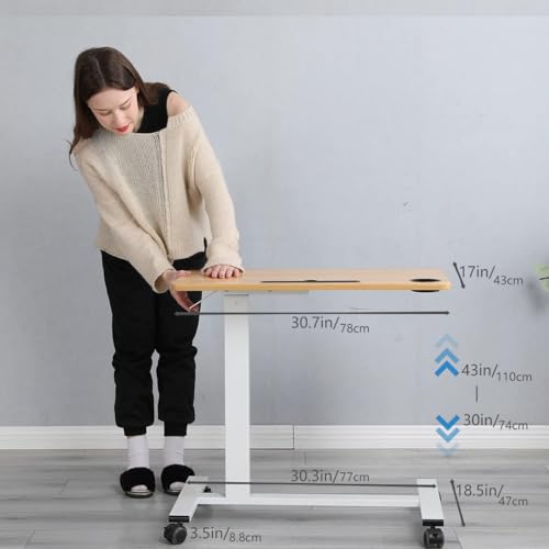 Furist Overbed Table,Bed Desk,Hospital Bedside Table,Pneumatic Mobile Laptop Computer Standing Desk Cart with Tray - Thumbnail 3