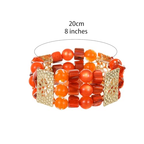 Chunky Natural Shell Stone Beaded Stretch Bracelet for Women, Classy Boho Jewelry Gift4