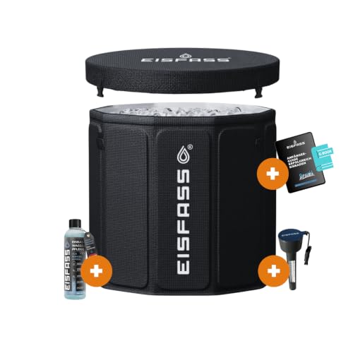 Eisfass Easy Premium Eisbad für Zuhause ausklappen befüllen & direkt loslegen | einfache Eistonne für Kältetherapie & Regeneration | inkl. Deckel Thermometer Wasserpflege & E-Book