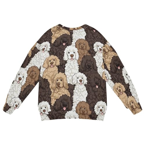 JUNZAN Poodle Vivid Cute Dogs Big Girls Sweatshirts Hoodies Crewneck Sweatshirt With Hoodie Camping 4T2