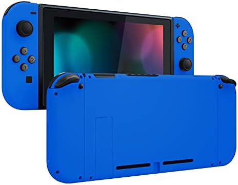 eXtremeRate Back Plate for Nintendo Switch Console, NS Joy con Handheld Controller Housing with Colorful Buttons, DIY Replacement Shell for Nintendo Switch - Clear Atomic Purple Rose Red