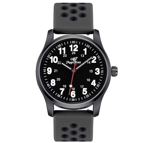 Montre d'infirmière unisexe SIBOSUN étanche avec cadran noir et heure militaire