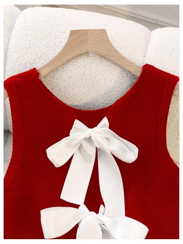 Image of GORGLITTER Women's Tie Back Cropped Sweater Vest Bow Sleeveless Knit Tank Tops Trendy Cute Cardigan Dressy Casual Outfits