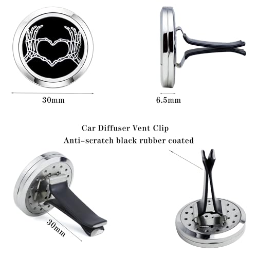 Image of AZNECK Car Diffuser Vent Clips Aromatherapy Essential Oil Car Diffuser Vent Clip Air Freshener 10 Felt Pads Love Skull Hand Car Accessories for Women Gifts