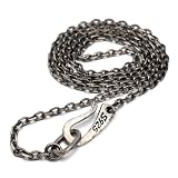 [silver KYASYA]シルバー925 燻し仕上げ あずきチェーン 幅2mm 4面カット ブラック 黒 ネックレスチェーン 細身 フックタイプ シルバーネックレス メンズ 男性 金属アレルギー対応 父の日(幅2mm、45cm)