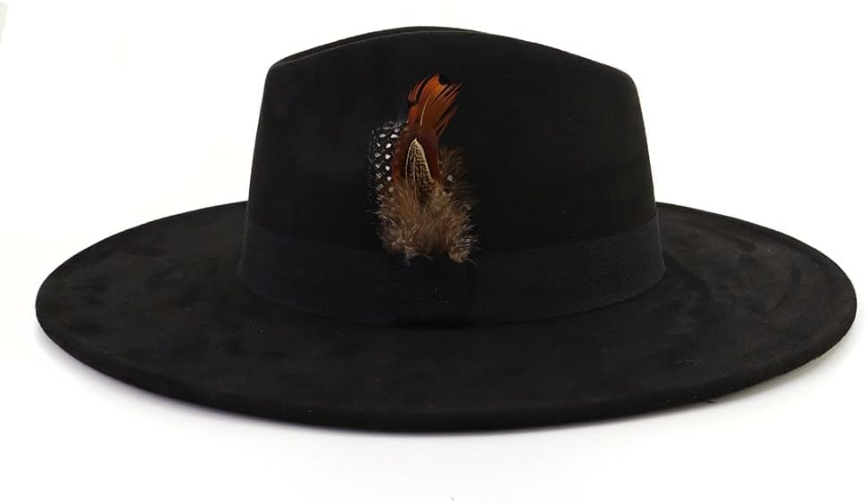 LIDHAY Big Wide Brim Fedora Hats for Women Men Western Suede Hat Panama Hat Outdoor Hats