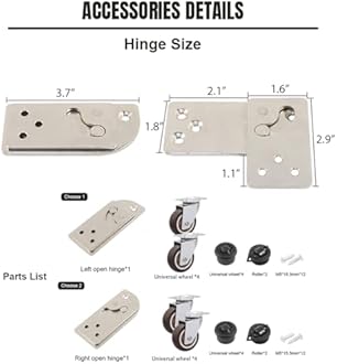 HOWHY 90° Rotating Table Hinges, Hardware for DIY Assembly of L-Shaped Desk and Cabinets，Table Extension, Multifunctional Folding Table Connect Hinges，Table not Included(Opens Right)