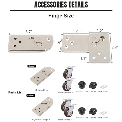 HOWHY 90° Rotating Table Hinges, Hardware for DIY Assembly of L-Shaped Desk and Cabinets，Table Extension, Multifunctional Folding Table Connect Hinges，Table not Included(Opens Right)