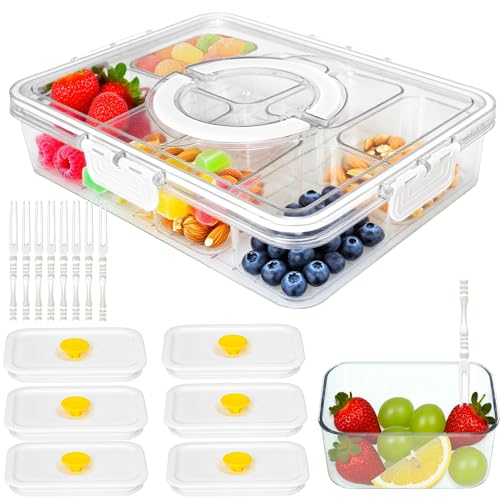 Leak-Proof Snackle Box Container with 8 Compartments & 6 Airtight...