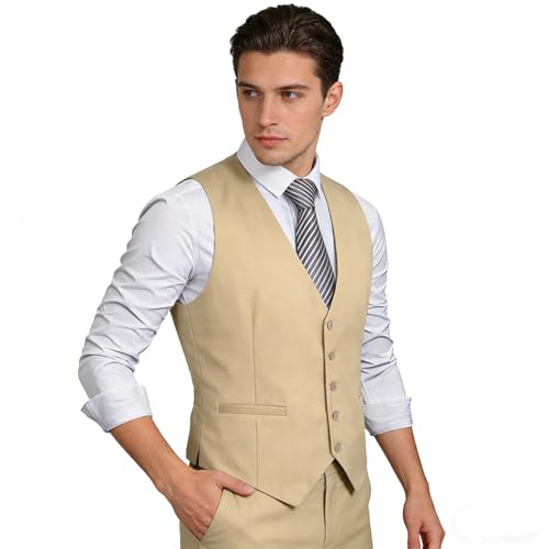 Image of Alizeal Mens Classic Solid Suit Vest Regular Fit Tuxedo Waistcoat