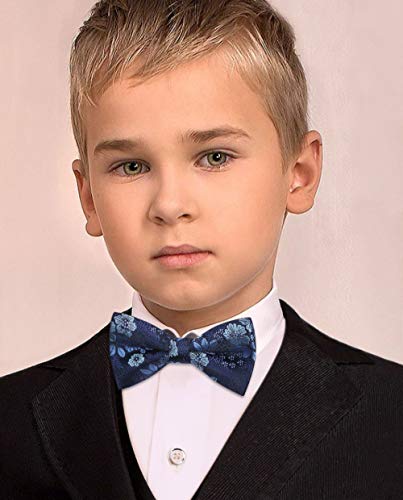 Hisdern Toddler Boys Bow Tie Pre Tied Adjustable Clip On Blue Paisley Kids Bowties Fun Patterned Bowties For Wedding Party #TOP2