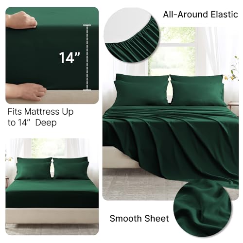 Anluoer King Comforter Set,Emerald Green Bed in a Bag 7 Piece,Lightweight Bedding Set with Soft Down Alternative Fill,Bed Set Includes Comforter, Fitted Sheet, Flat Sheet,Pillowcases and Shams
