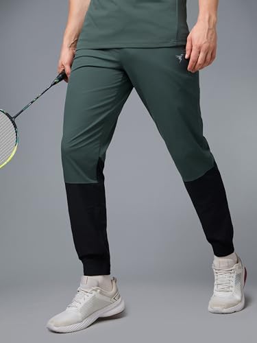 Image of TECHNOSPORT Mens Woven Regular Fit Activewear Joggers for Running, Gym, Sports and Regular Use Stretchable, Colorblock and Antimicrobial