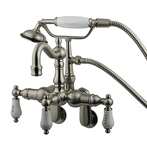 Buy 1 get 1 Kingston Brass CC1303T8 Vintage Clawfoot Tub Faucet, 3-3/8-Inch to 9-Inch Adjustable Spread, Brushed Nickel