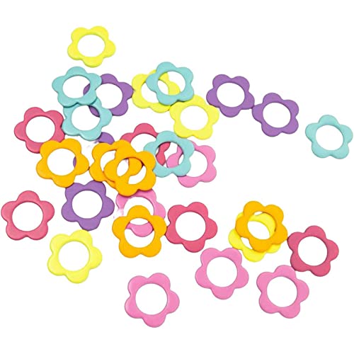 Image of Wonafa 50Pcs Flower Metal Stitch Markers,Metal Colorful Crochet Stitch Markers,with Storage Box for Crocheting Clothing Tag DIY Craft Project (Flower-50Pcs)