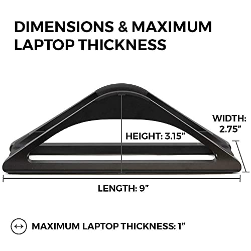 HumanCentric Vertical Laptop Stand for Desks in Matte Black, Upright Adjustable Holder to Dock Apple MacBook, MacBook Pro, and Other Laptops to Organize Work & Home Office, Automatic Grip