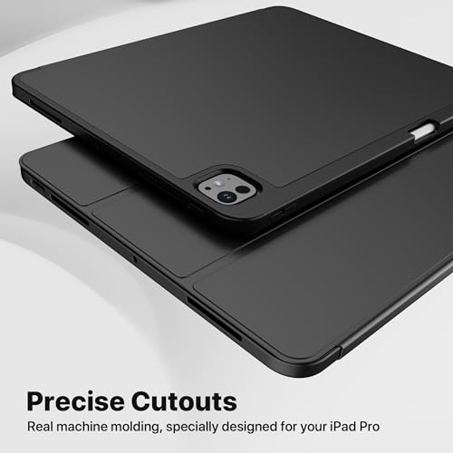 VAKS for iPad Pro 13 inch Case M4 2024 7th Generation with Pencil Holder, Trifold Stand Smart Cover Auto Wake/Sleep, Supports Apple Pencil 2 / Pro, Soft TPU Back, Black