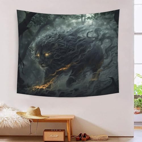 Tapisserie murale lion 3D VZOMANLEX décoration murale tissu premium