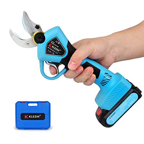 KLEZHI Professional Cordless Electric Pruning Shears with 2 PCS Backup Rechargeable 2Ah Lithium