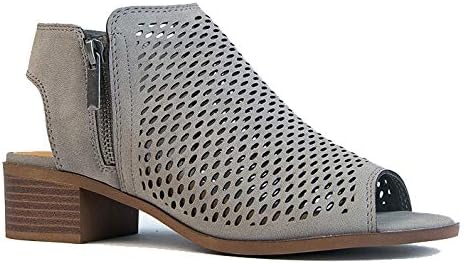 open toe low heel booties