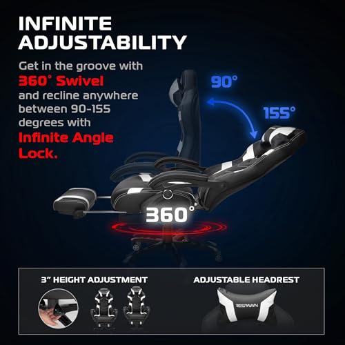 image for Respawn 110 Pro Ergonomic Gaming Chair with Footrest for Adults - Comf