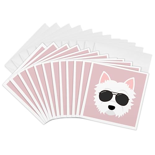 Cartes de vœux chien Westie 3dRose Gc_283575_2 lot de 12 au format carré 15,2 cm
