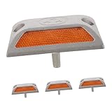 Gogogmee 4 Stück Reflektierende Aluminiumnoppen für Straßenverkehr Einfache Montage Orange Straßenmarkierungen zur Verkehrssicherheit und Grenzüberwachung Autobahnen
