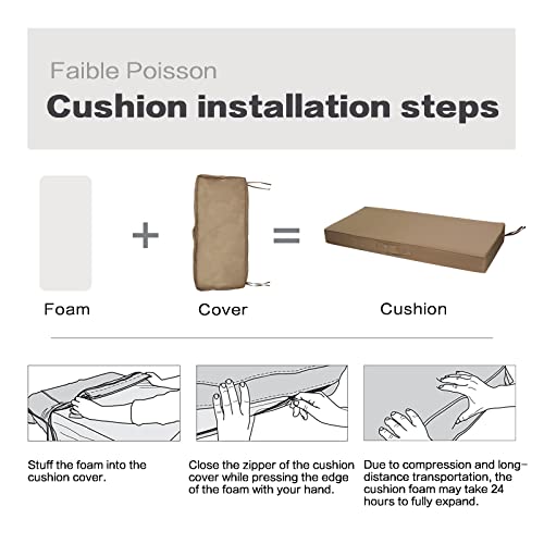 Faible Poisson Bench Cushion, 48 X 18 Inch Waterproof Outdoor Cushions Patio Furniture Cushions With Adjustable Straps For Garden Sofa Settee Porch Swing Pads, Coffee #TOP4