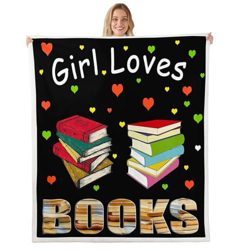 Cobertor de lã para amantes de livros, cobertor de lã para cama, sofá, sofá, melhores presentes de leitura, cobertor de pelúcia, cobertor de leitura, amante, cobertor felpudo, 101,6 cm x 127 cm