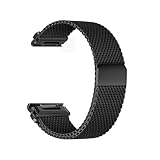 Fascia ad anello milanese da 26mm 22mm fit for Garmin Fenix ​​8 7 Pro 7S 6X 6 GPS 5Plus Venu 3 Tactix 7 7X(Black,26mm)