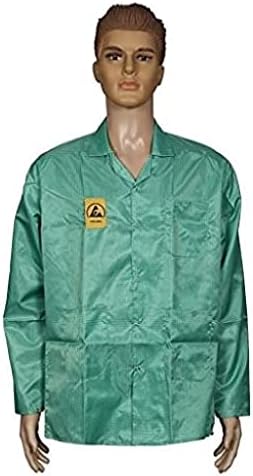 Antistatic [ESD] Safe Unisex Apron/Lab Coat/Jacket - Electrostatic Discharge Protection for Cleanrooms, Labs, and Workshops - Durable and Comfortable - Green Color