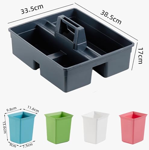 Cleaning Caddy, Triple Compartment Cleaning Supply Caddy with Handle for Hotel Housekeeping Versatile Organizer, Crack-Resistant, Plastic Cleaning Basket Cleaning Supplies (With 4 Baskets) by Pvieked - Image 2