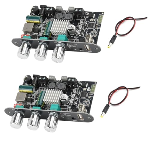 2-Pack ZK-1001U Mono Bluetooth AMP Board with TWS 100W Vehicle Amplifier Input 9-24V Wide Voltage Home Audio Amplifier Board Supports AUX/USB/Bluetooth Input for Home Speaker Car Audio DIY