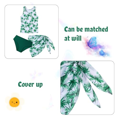 Lovekider 6-12 Years Girls 3 Piece Bathing Suit Quick Dry Swimsuit Tankini Set with Cover Up UPF 50+ Swimwear3