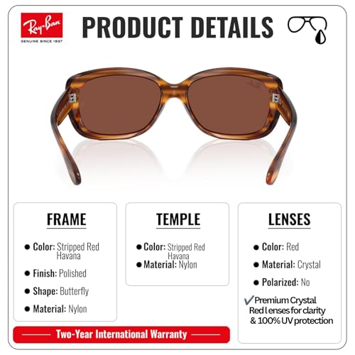 Image of Ray-Ban RB4101 JACKIE OHH Butterfly Shaped Sunglasses for Women with Official RAYBAN Eyewear Kit