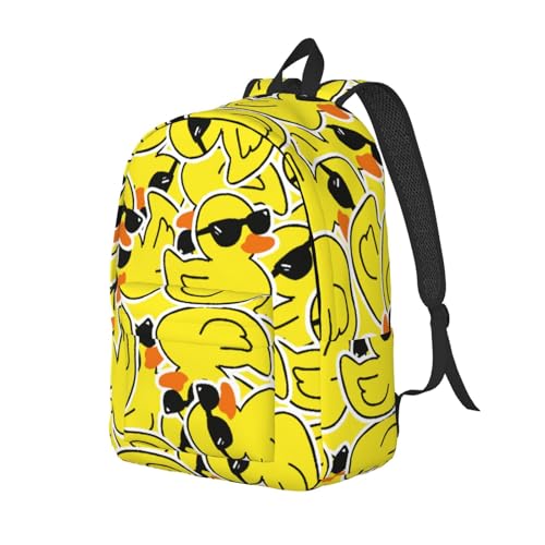 Unisex Large Capacity Backpack Casual Book Bags Compatible with Funny Sunglasses Yellow Rubber Duck, Anti-Theft Daypack Rucksack for Athletic Gym Workout Picnic Travel2