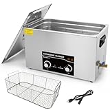 Commercial Ultrasonic Cleaner 30L with Knob, Heater Timer 10 Transducers 800W+600W 42kHz for Carburetor Bike Chain Brass Instrument Jewelry Denture Professional