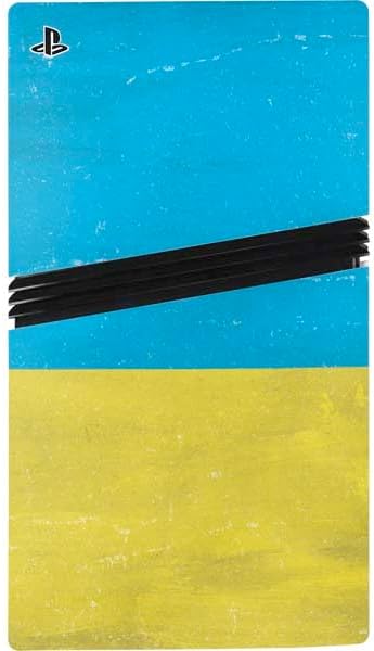 Skinit Decal Gaming Skin Compatible with PS5 Pro Console - Ukraine Flag Distressed Design