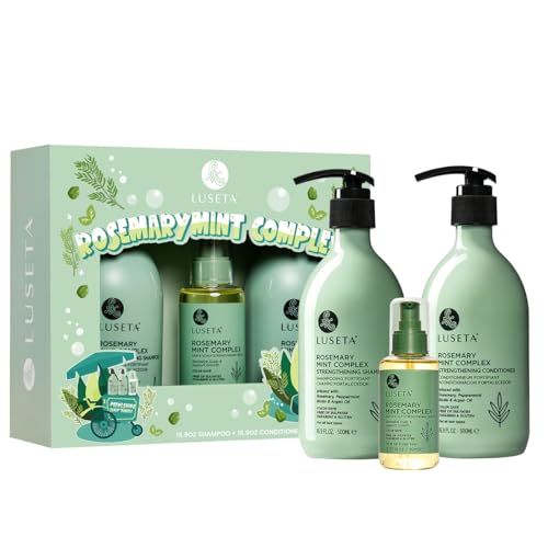 Image of Luseta Rosemary Mint Hair Care Set for Thin Hair, Strengthening，Refreshing | Complete Hair Care Routine, Shampoo & Conditioner (16.9ozx2), Hair Oil (3.38oz), Frizz Control, Smooth Shine, Sulfate Free