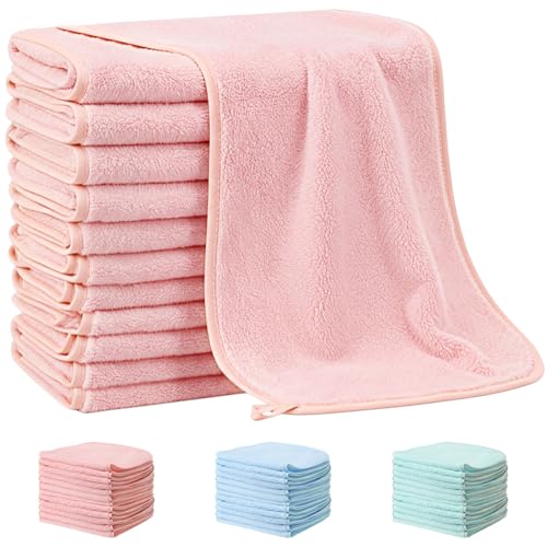 Image of Hahafelt 6 Pack Pink Baby Burp Cloths for Boys and Girls Coral Fleece 20 x 10 Inch Super Soft Burp Cloths with Organza Bag for Newborn Sensitive Skin Essential