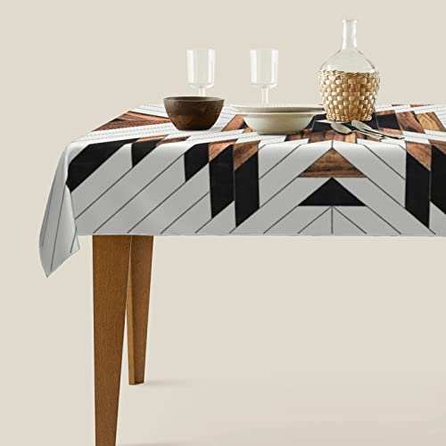 Juisticeville Aztec Native American Tablecloth Farmhouse Boho Wood Pattern Rectangle Table Cloth Waterproof Ethnic Desk Cover For Kitchen Decor Party 60X80 In Wood Geometric #TOP7