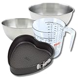 DIMENSIONS: Moule 27x25 cm, Bol 25 cm, Bol 20,5 cm, Spatule 25 cm, Verre 17x15,5x11,7 cm