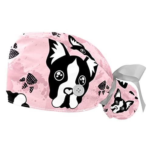 Chapeaux bouffants Chien Bouledogue JDEZ lot de 2 casquettes de travail