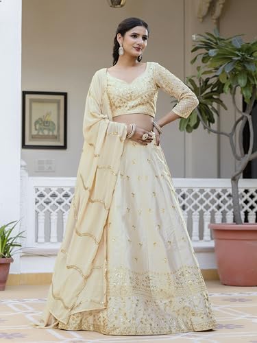 Image of TRENDMALLS Women's Satin Sequin Embroidery Bridal Lehenga Choli with Net Dupatta |Bridal Wedding Lehenga Choli for women