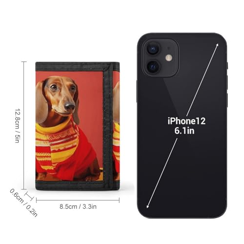 Trifold Wallet for Men, Cute Dachshund Coin Purse Slim Money Clip Credit Card Holder with 8 Card Slots2