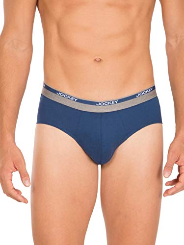 Image of Jockey Men's Cotton Brief(Pack of 1) (8037-0110- Mid Blue XL Blue XL)