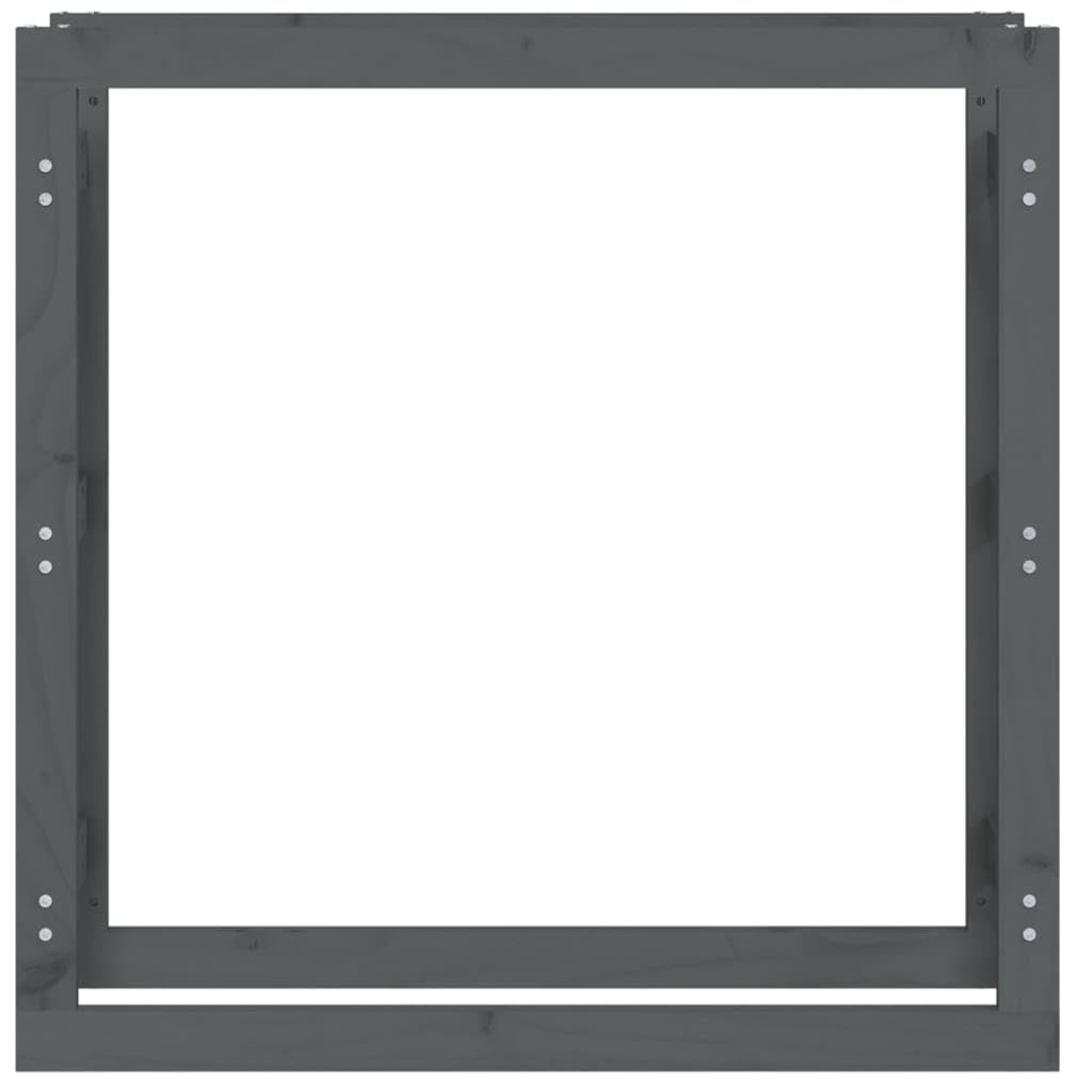 Estantería para leña gris de madera de pino maciza, 100 x 25 x 100 cm, soporte para leña para interior y exterior, soporte apilable para almacenamiento en seco junto a chimenea y estufa de