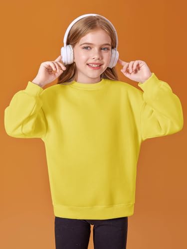 Image of Haloumoning Girls Oversized Crewneck Sweatshirts Kids Fleece Pullover Tops
