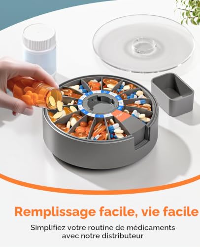 Pilulier quotidien grand format Daviky avec fixation murale